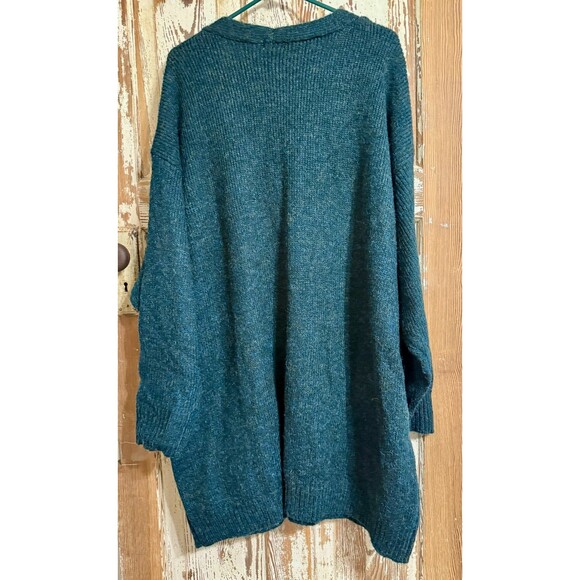 a.n.a Fuzzy Acrylic Blend Long Cardigan Sweater - Darkest Green Tweed - Size 3X - Picture 2 of 7